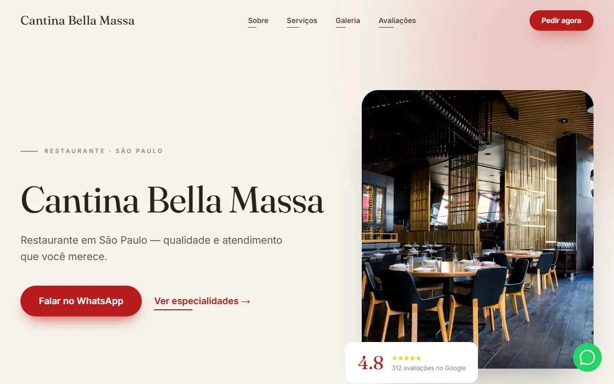 Site Cantina Bella Massa