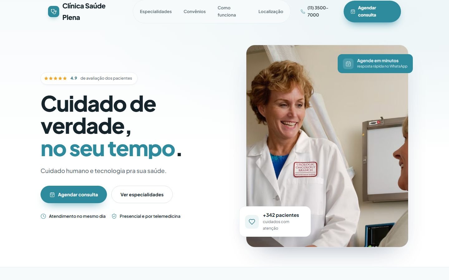 Site Clínica Saúde Plena