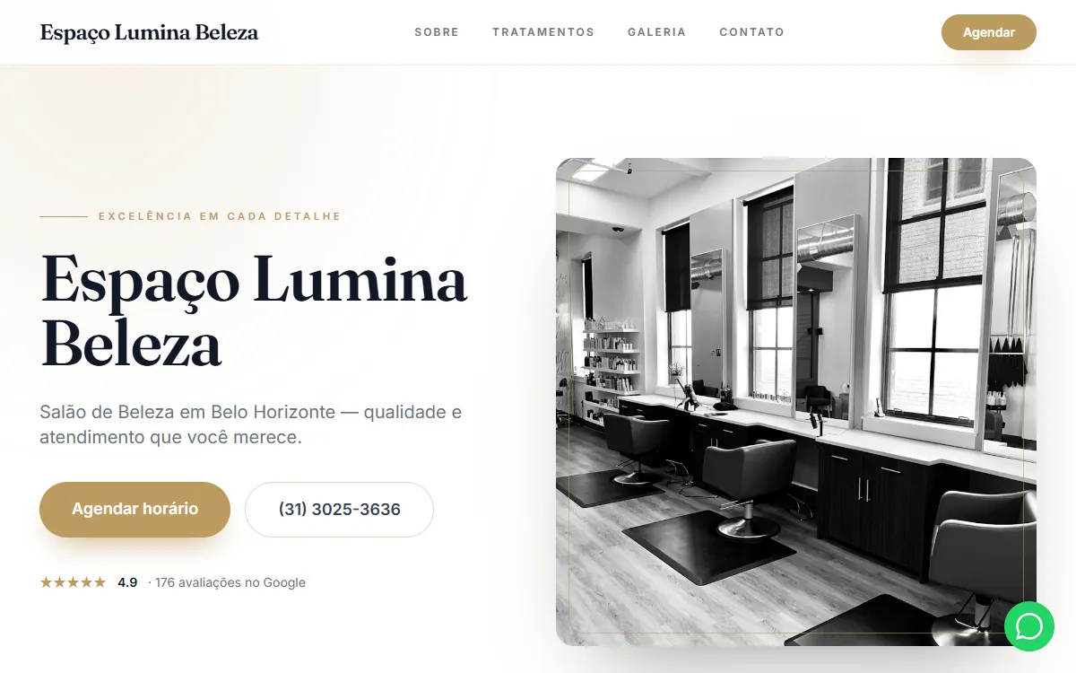 Site Espaço Lumina Beleza