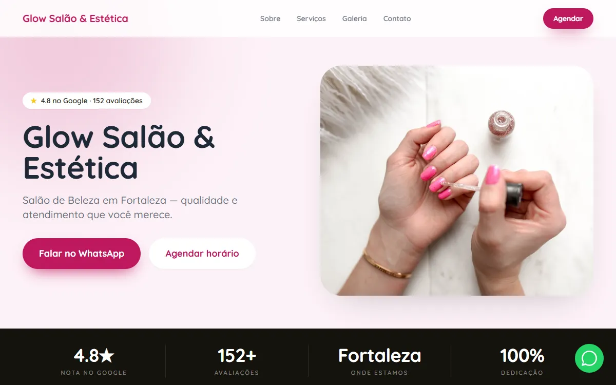 Site Glow Salão & Estética