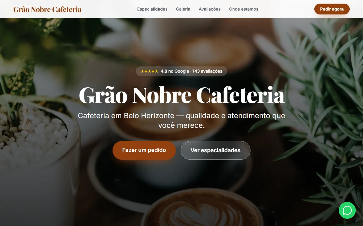 Site Grão Nobre Cafeteria