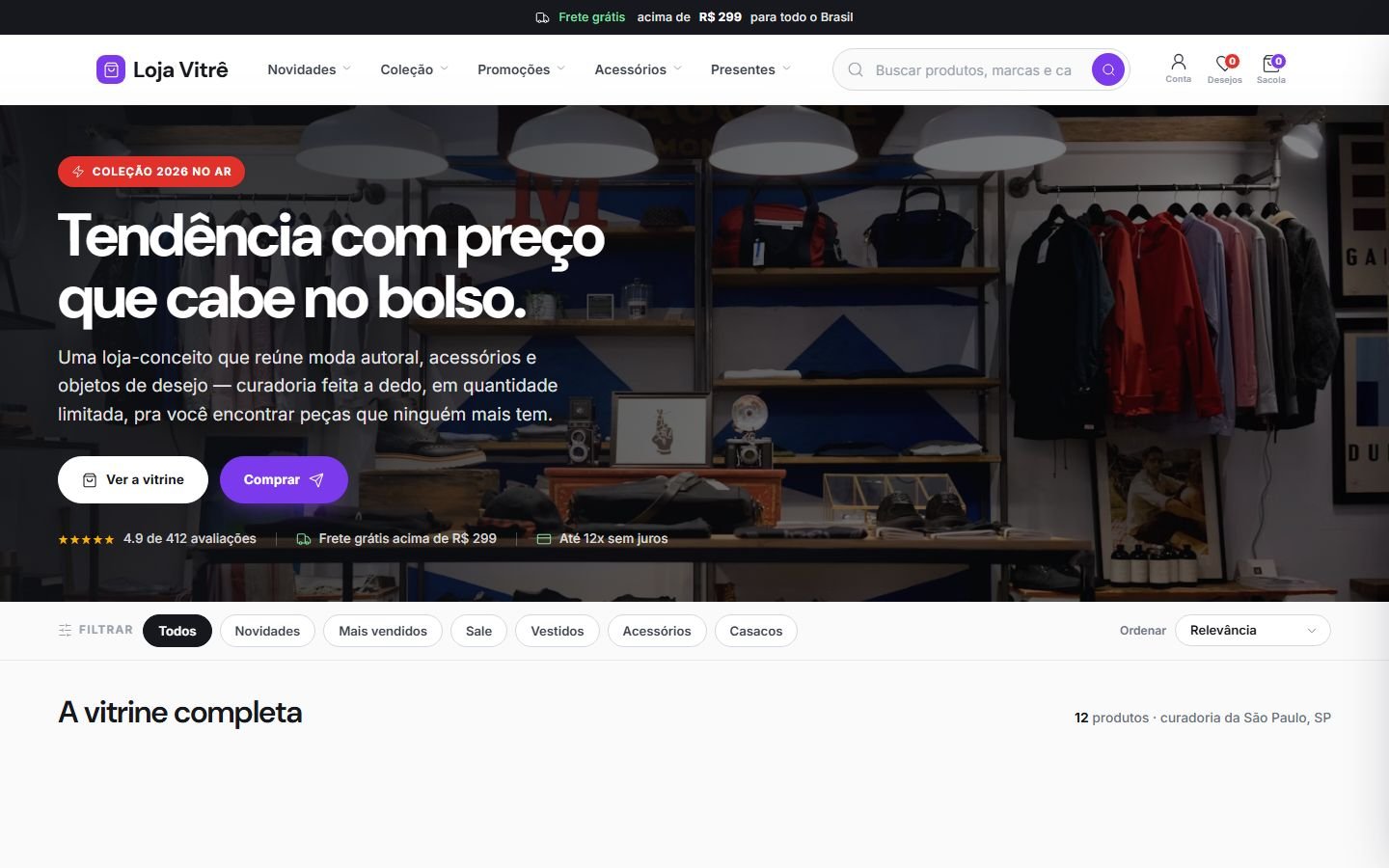 Site Loja Vitrê