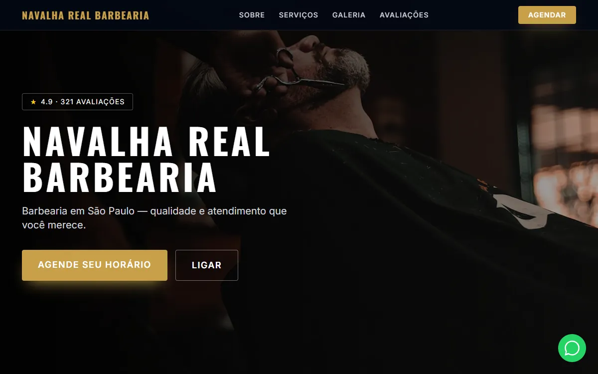 Site Navalha Real Barbearia