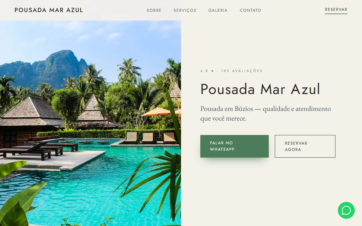 Site Pousada Mar Azul