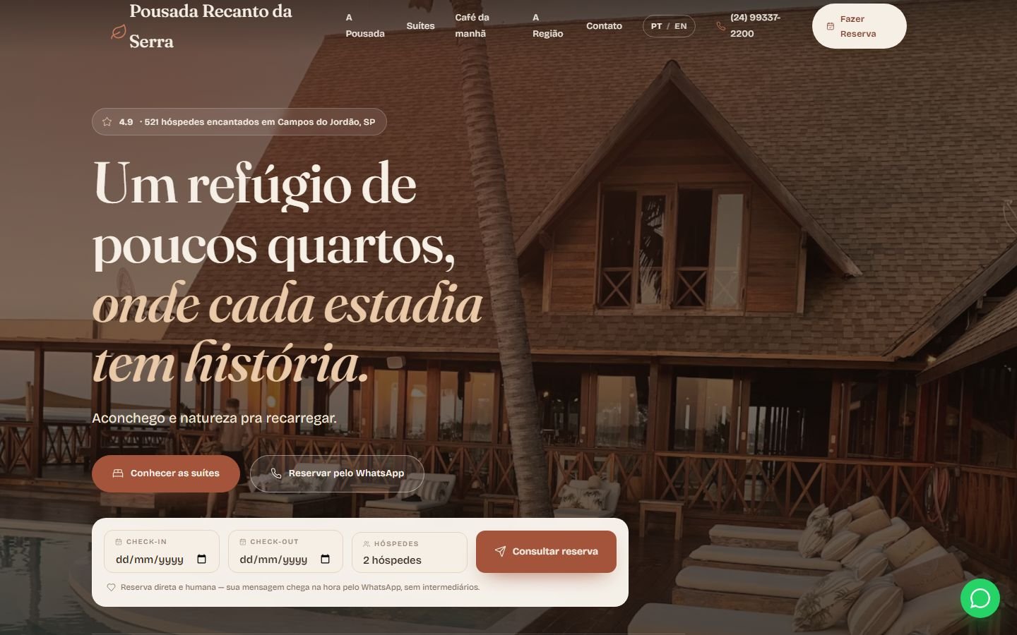 Site Pousada Recanto da Serra
