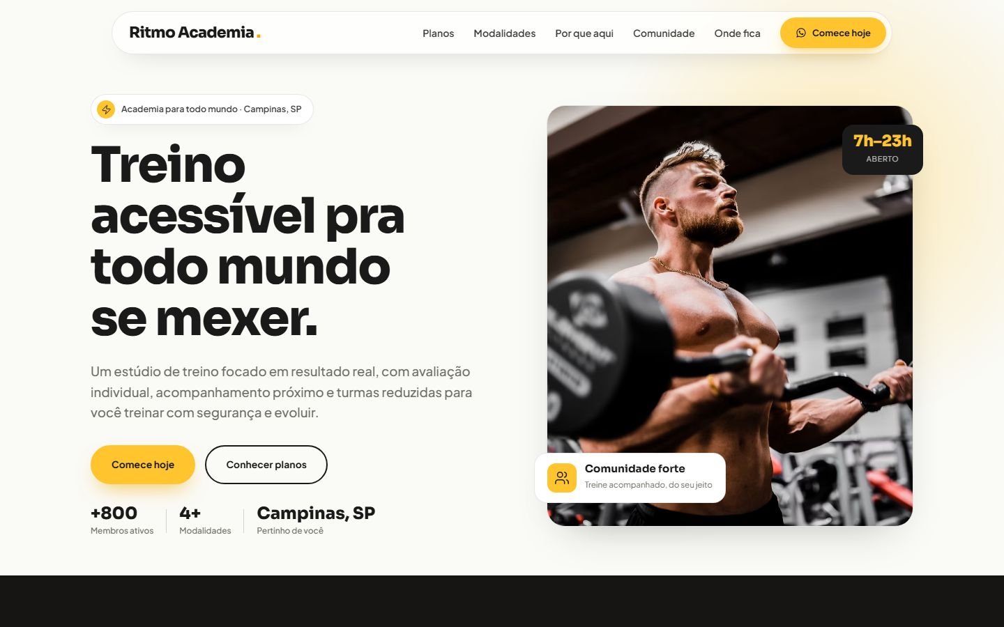 Site Ritmo Academia