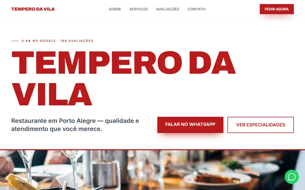 Site Tempero da Vila
