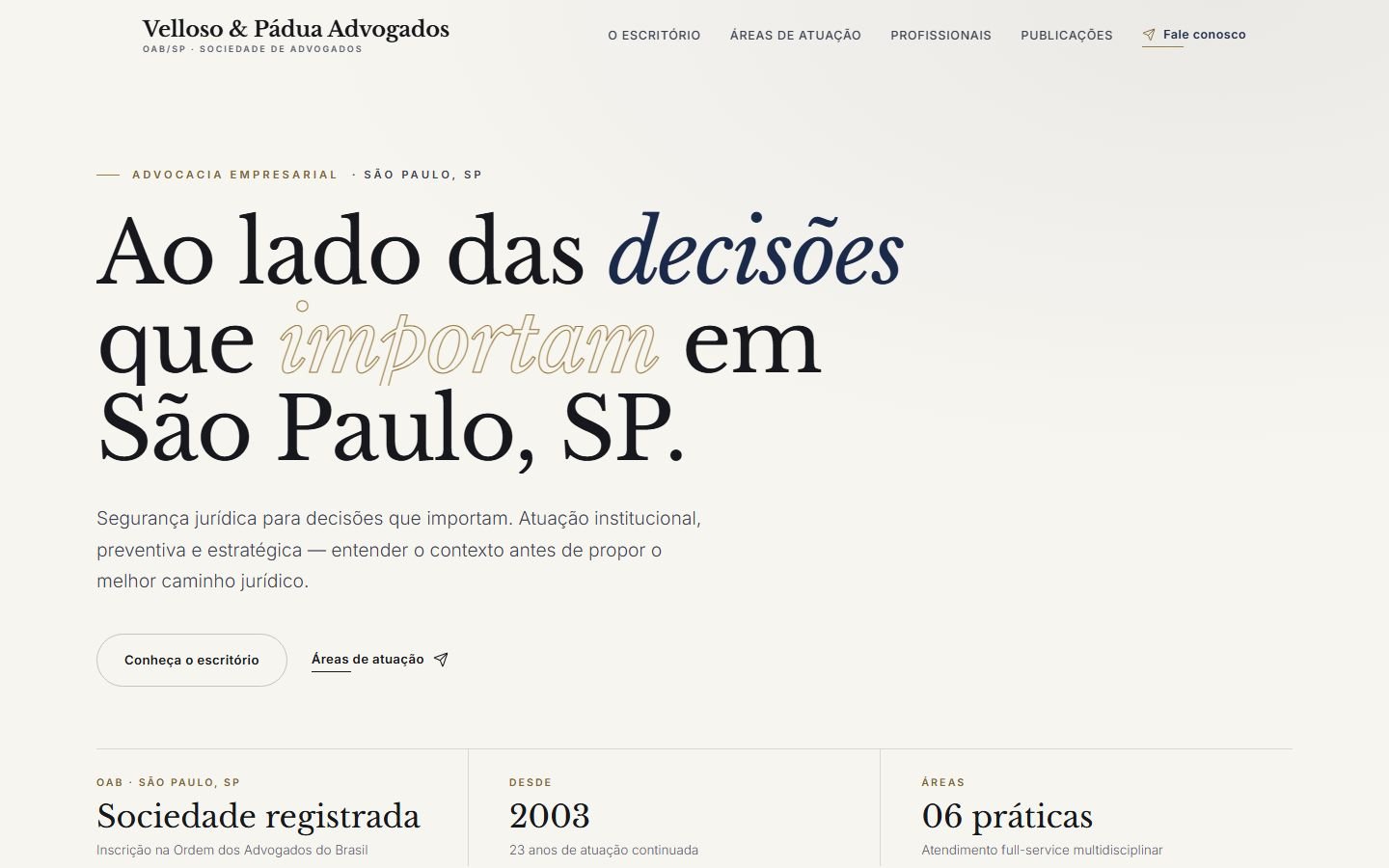 Site Velloso & Pádua Advogados